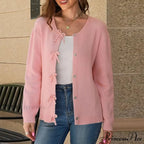 Y2K Bow Front Round Neck Cardigan