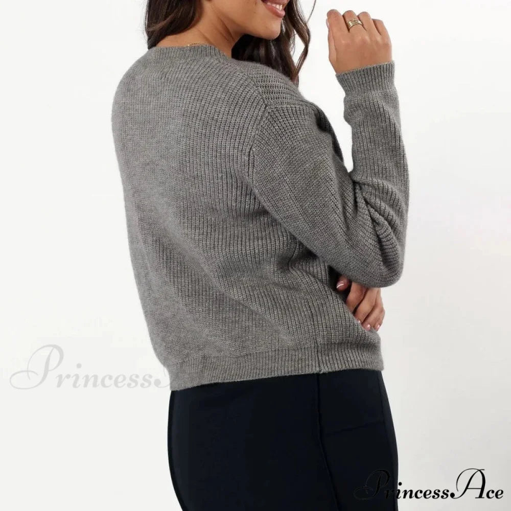 Y2K Bow Front Round Neck Cardigan