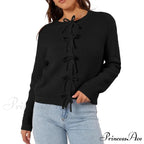 Y2K Bow Front Round Neck Cardigan