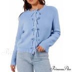 Y2K Bow Front Round Neck Cardigan