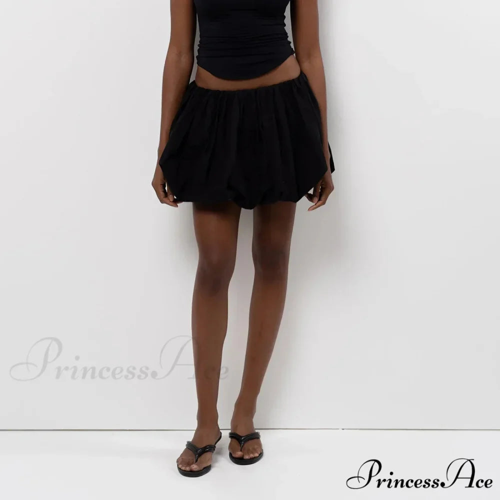 Y2K Bubble Pleated Hem A Line Mini Skirt