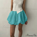 Y2K Bubble Pleated Hem A Line Mini Skirt