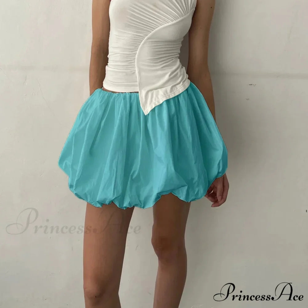 Y2K Bubble Pleated Hem A Line Mini Skirt
