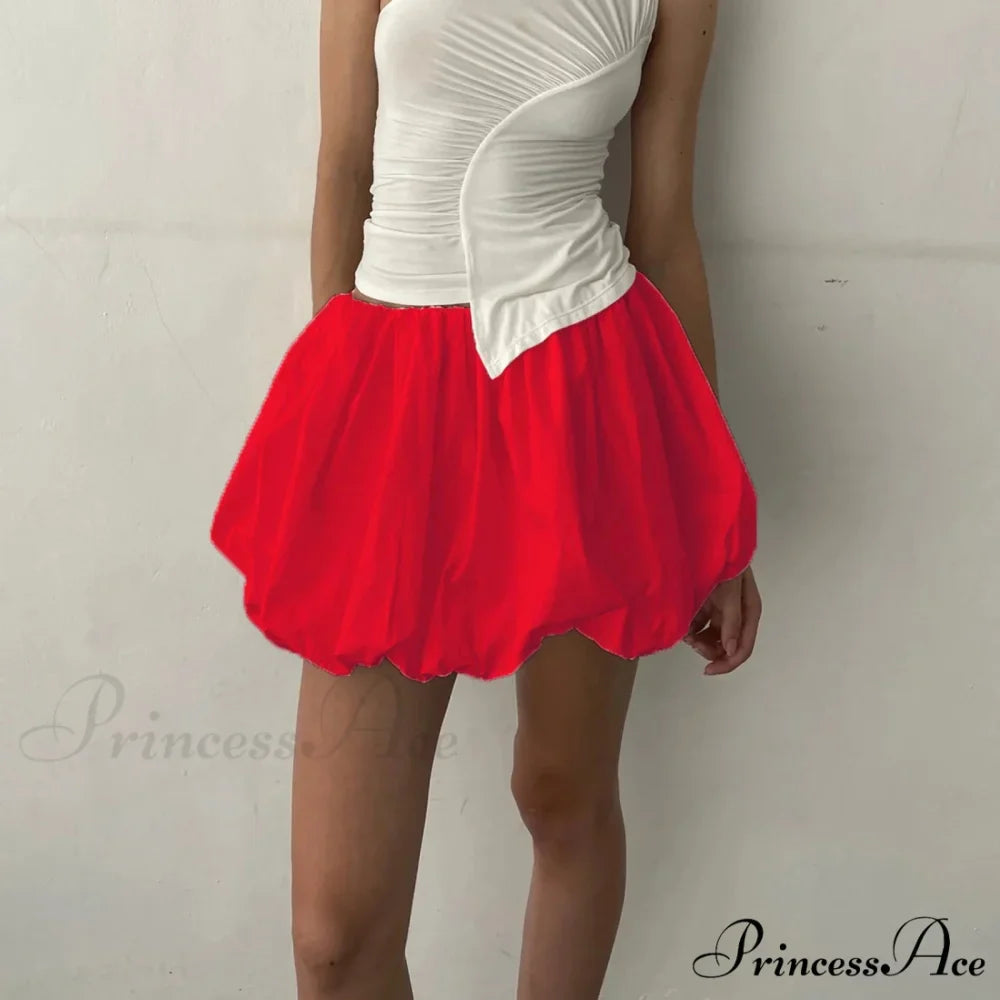 Y2K Bubble Pleated Hem A Line Mini Skirt