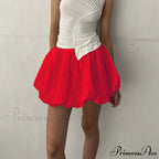 Y2K Bubble Pleated Hem A Line Mini Skirt