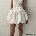 Y2K Bubble Pleated Hem A Line Mini Skirt