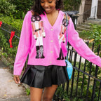 Y2K Cartoon Soldiers Sequin Cropped Cardigan