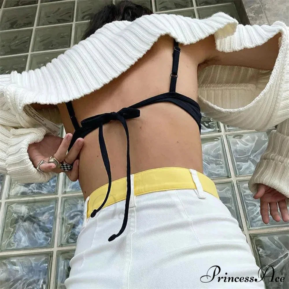 Y2K Descend Shoulder Crop Top Knit Cardigan