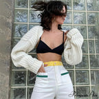 Y2K Descend Shoulder Crop Top Knit Cardigan