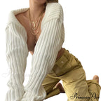 Y2K Descend Shoulder Crop Top Knit Cardigan