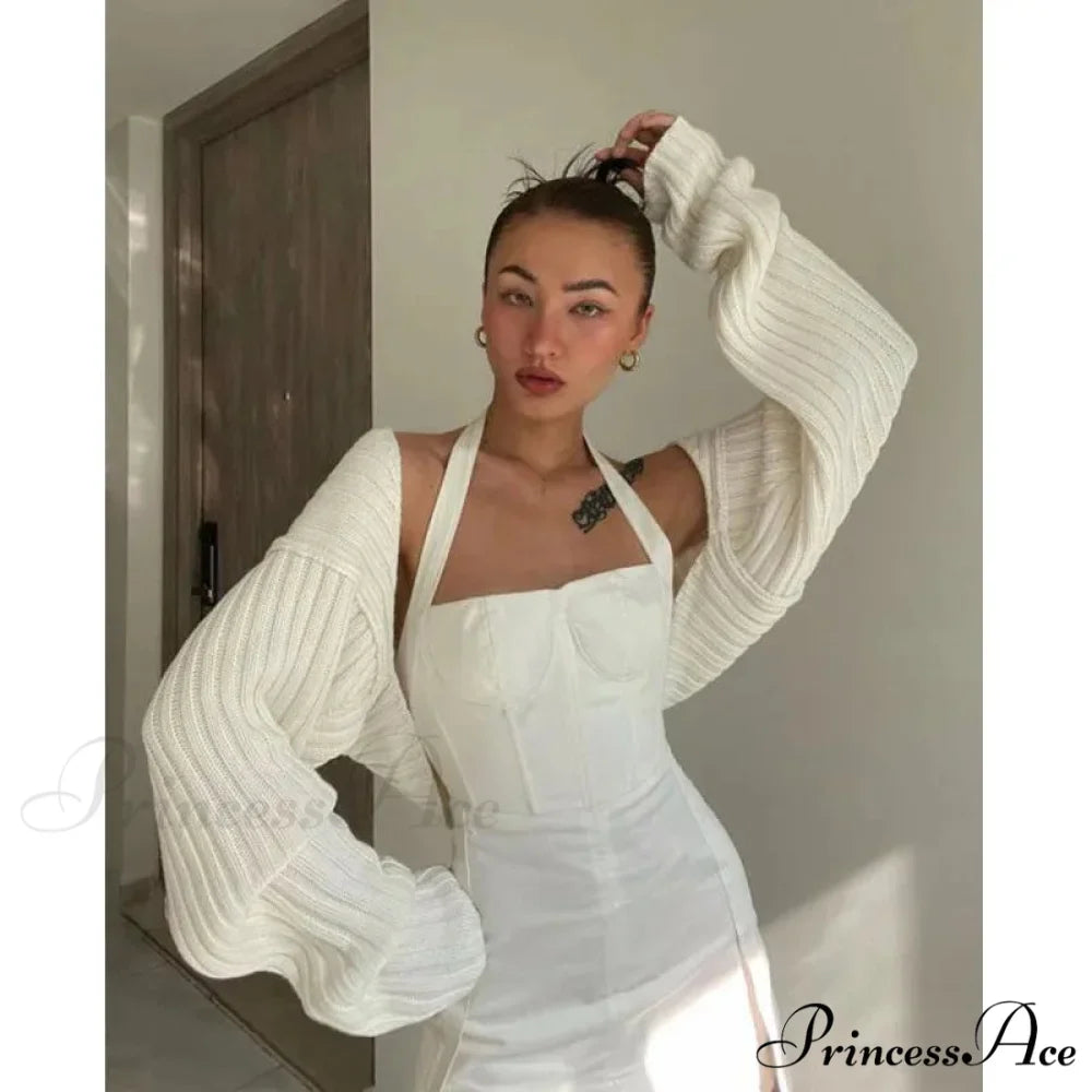 Y2K Descend Shoulder Crop Top Knit Cardigan