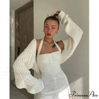 Y2K Descend Shoulder Crop Top Knit Cardigan