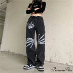 Y2K Ebony Denim Print Urban Trousers