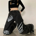 Y2K Ebony Denim Print Urban Trousers