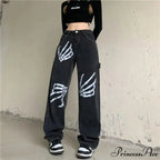 Y2K Ebony Denim Print Urban Trousers