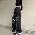 Y2K Ebony Denim Print Urban Trousers