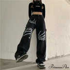 Y2K Ebony Denim Print Urban Trousers