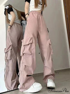 Y2K Elevated Waist Cargo Roomy Trousers