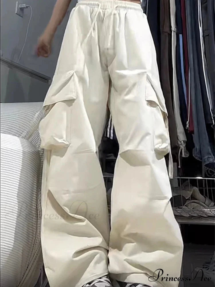 Y2K Elevated Waist Cargo Roomy Trousers