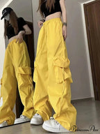 Y2K Elevated Waist Cargo Roomy Trousers