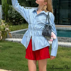 Y2K Extended Sleeve Gathered Blouse