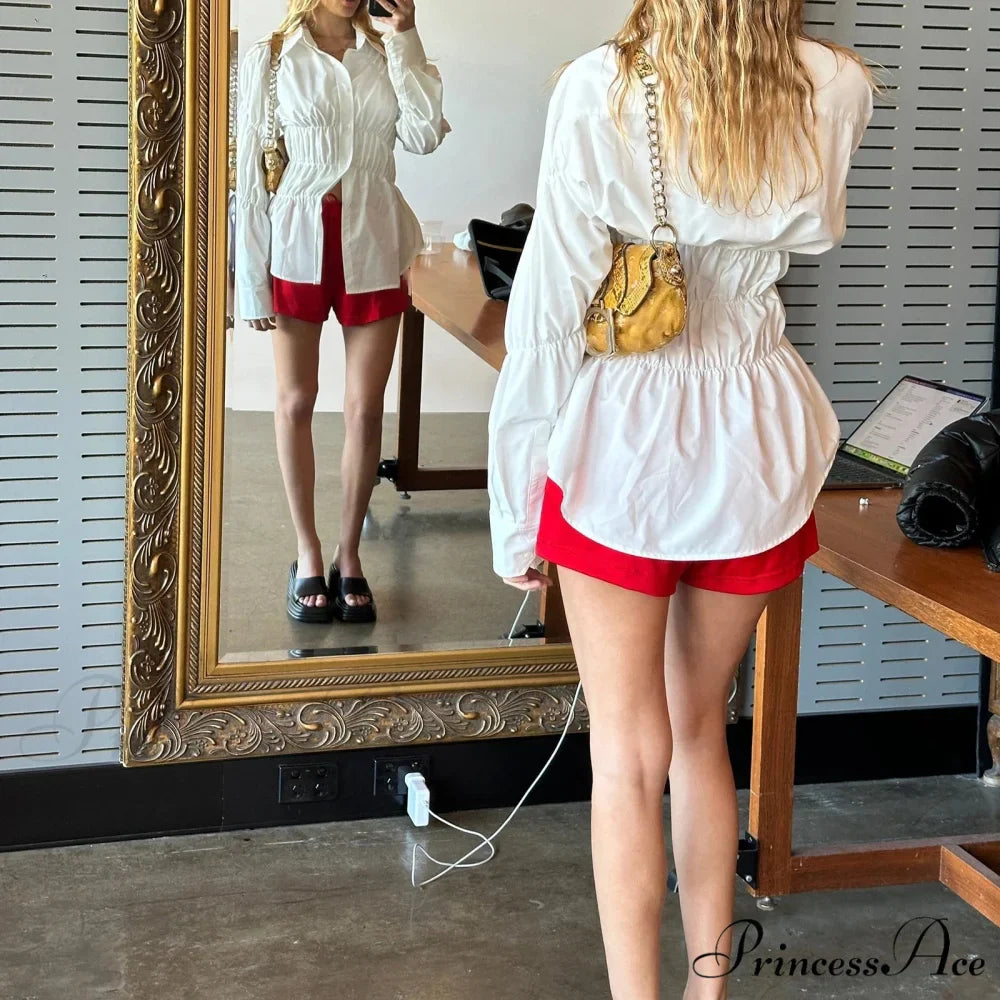 Y2K Extended Sleeve Gathered Blouse