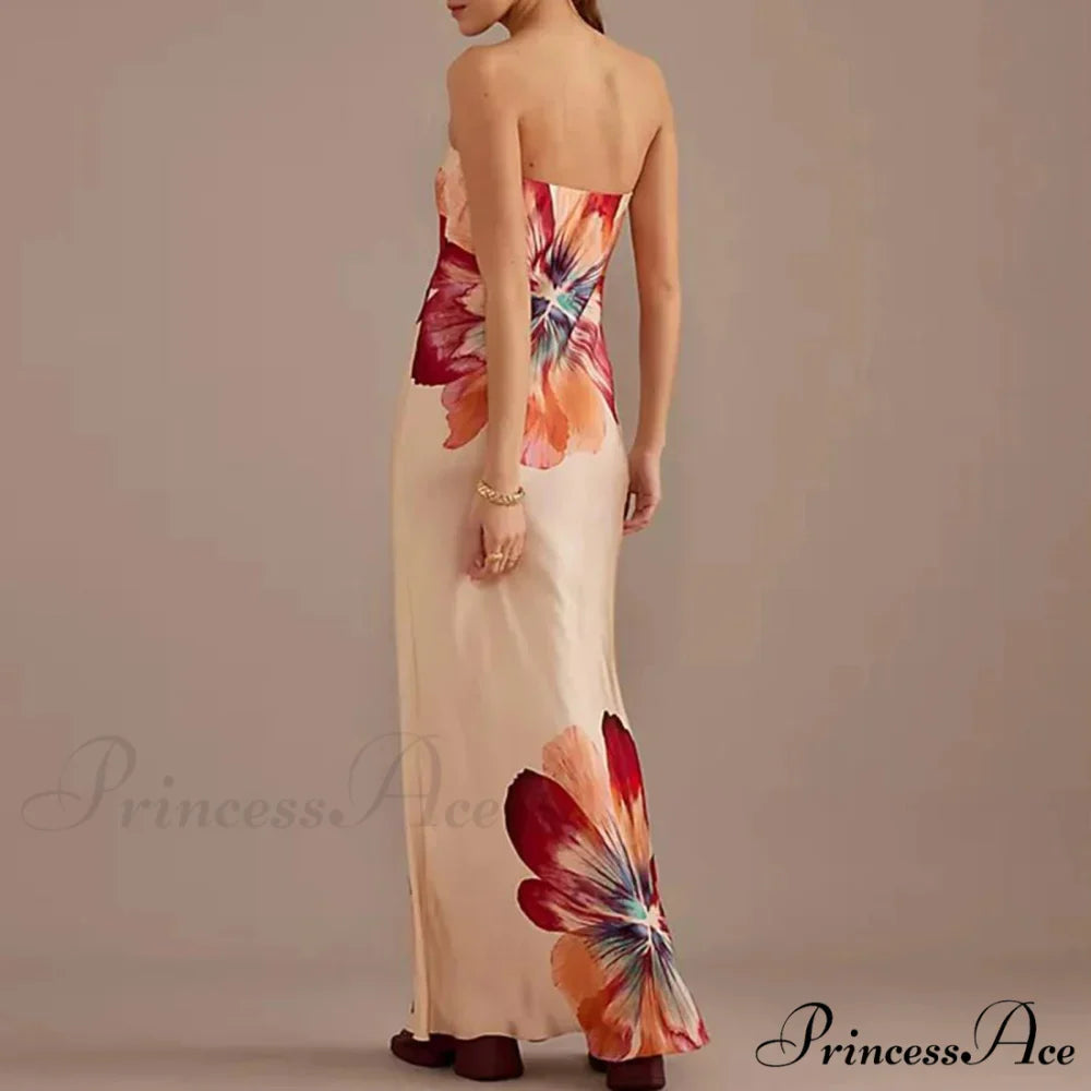 Y2K Flowery Tube Bandeau Open-back Sundress