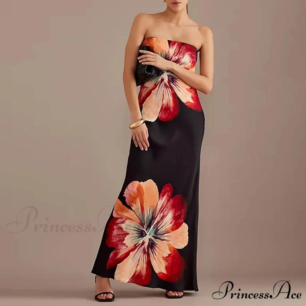 Y2K Flowery Tube Bandeau Open-back Sundress