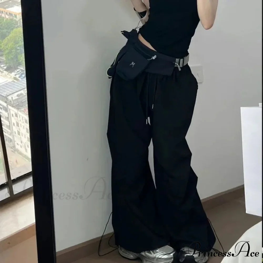 Y2K Grey Parachute Loose Trousers