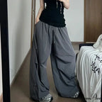 Y2K Grey Parachute Loose Trousers