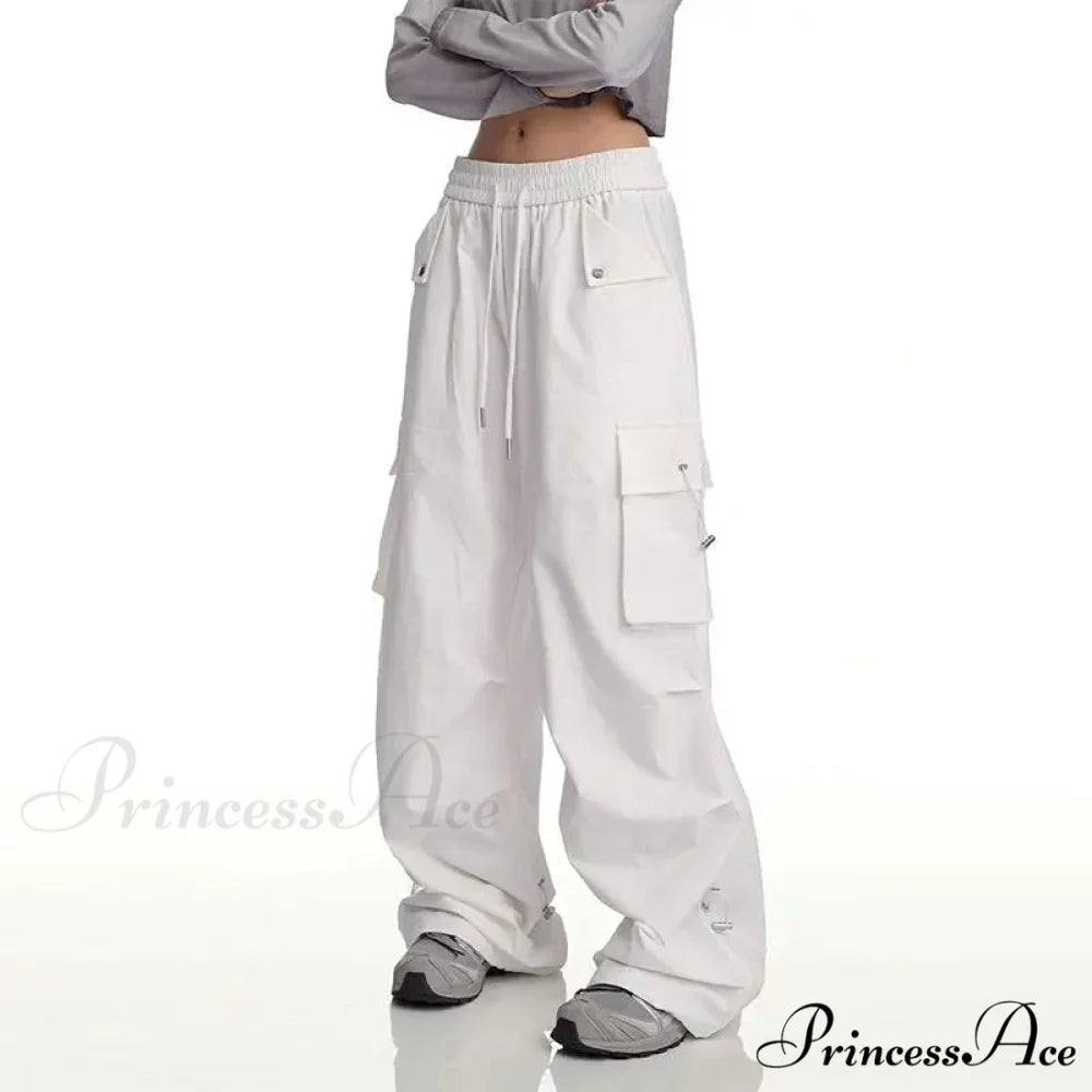 Y2K Ivory Cargo Baggy Trousers