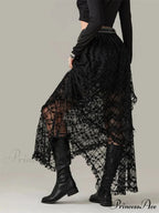 Y2K Lace Mesh Transparent High Waist Uneven Skirt