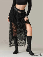 Y2K Lace Mesh Transparent High Waist Uneven Skirt