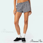 Y2K Lounge Soft Elastic Low Waist Plaid Print Button Front Pajama Bottoms Short