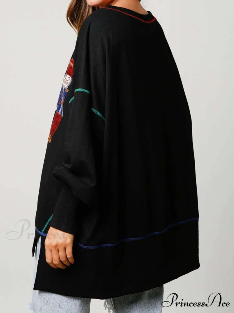 Y2K Nutcracker Sequin Long Sleeve Crewneck Christmas Hoodie