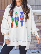 Y2K Nutcracker Sequin Long Sleeve Crewneck Christmas Hoodie