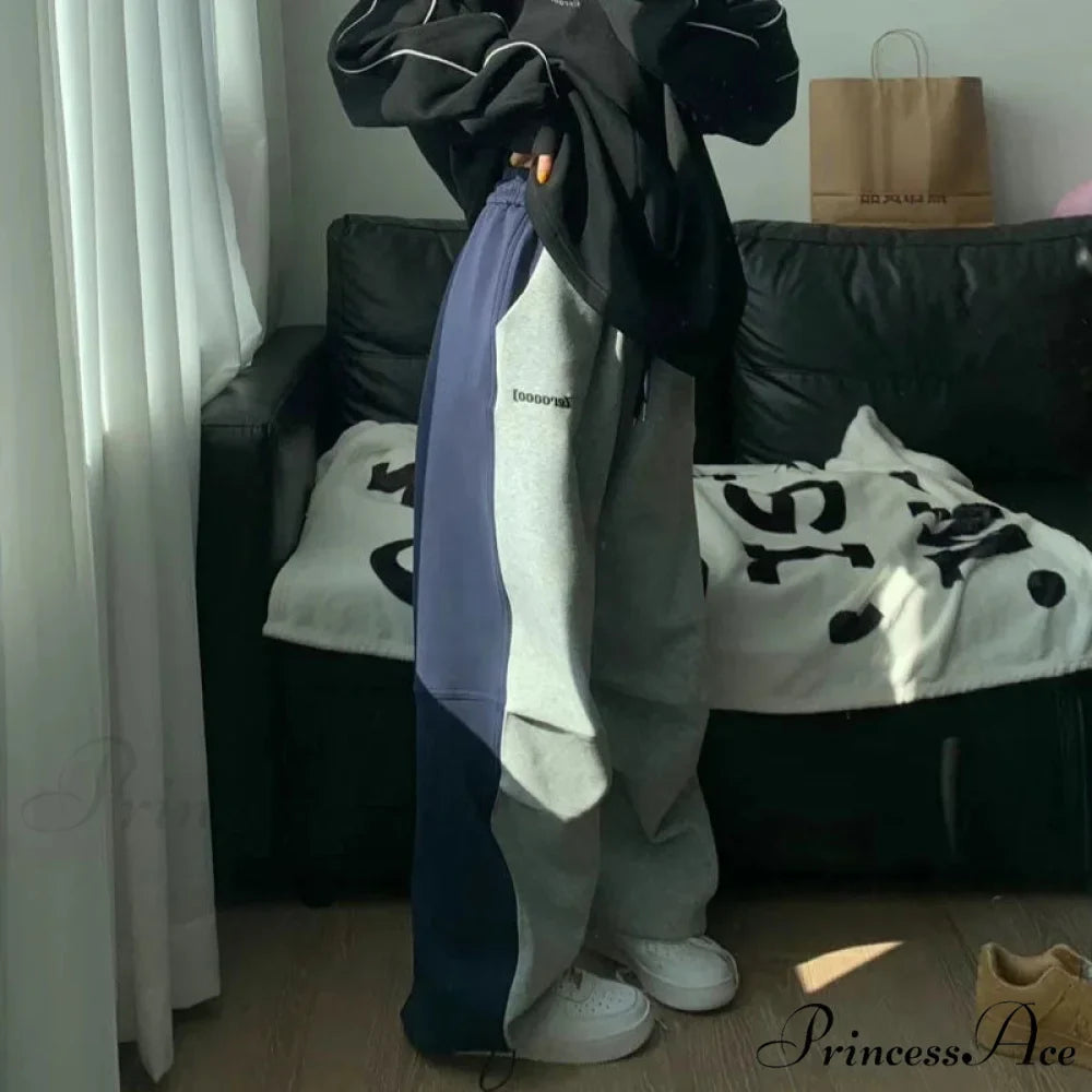 Y2K Patchwork Baggy Trousers Large Trousers