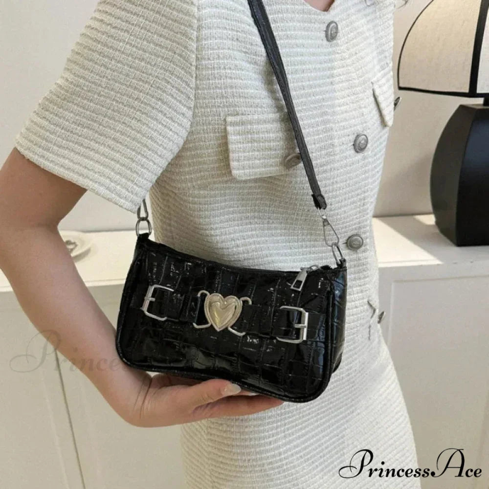 Y2K Peach Love Leather Shoulder Bag