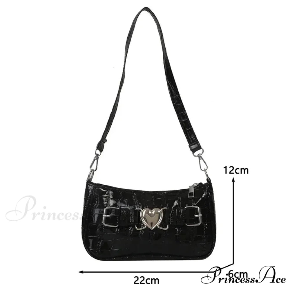 Y2K Peach Love Leather Shoulder Bag