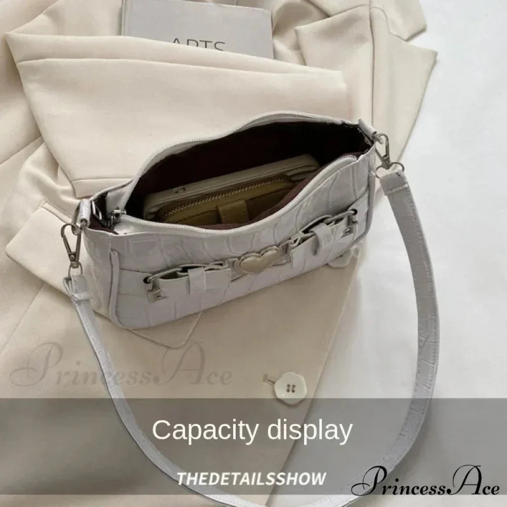 Y2K Peach Love Leather Shoulder Bag