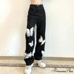 Y2K Retro Ebony Wide Leg Denim Trousers