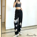 Y2K Retro Ebony Wide Leg Denim Trousers