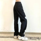 Y2K Retro Ebony Wide Leg Denim Trousers