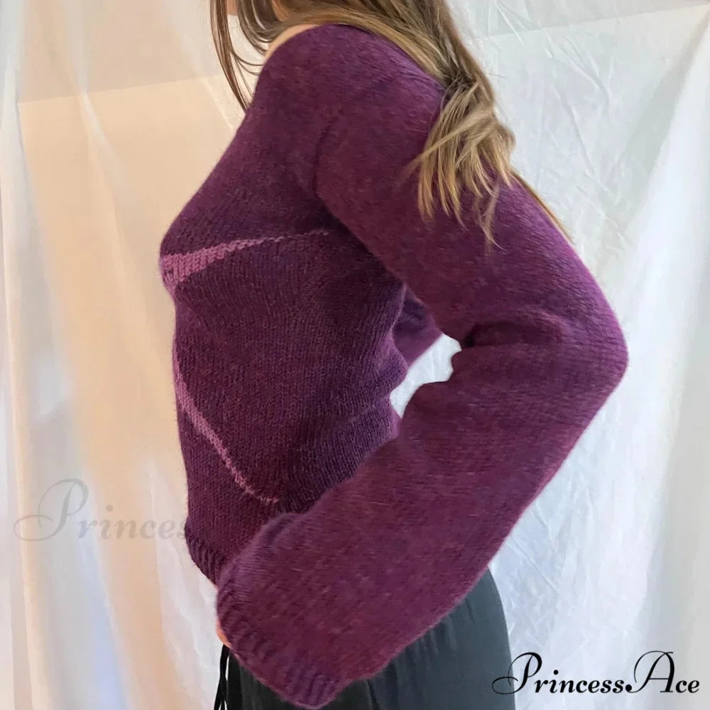 Y2K Retro Off Shoulder Form-Fitting Stylish Knit Top