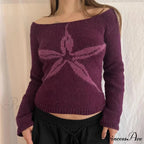 Y2K Retro Off Shoulder Form-Fitting Stylish Knit Top