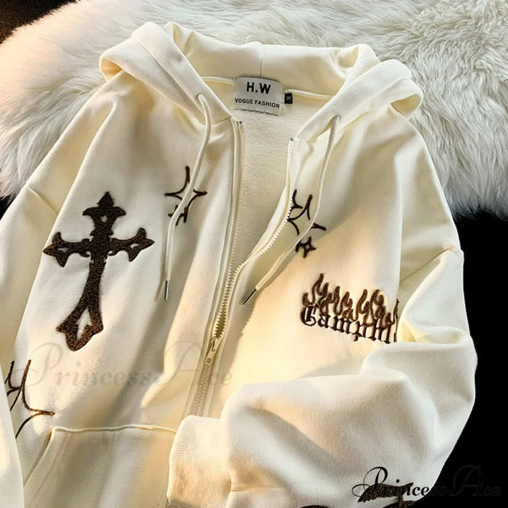 Y2k Rhinestone Skeleton Goth Hoodie