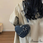 Y2K Rivet Heart-Shaped Crossbody Bag