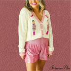 Y2K Sequins V-neck Single Breasted Cardigan