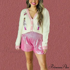 Y2K Sequins V-neck Single Breasted Cardigan