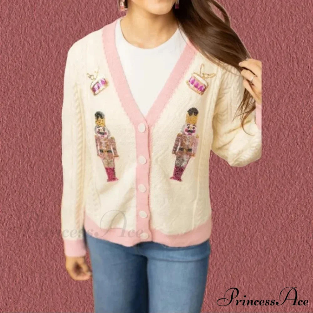 Y2K Sequins V-neck Single Breasted Cardigan